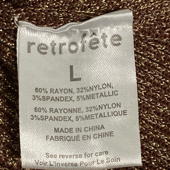 NWT Retrofete Brown Gold Sparkle Amster Ribbed Midi Sweater Dress - Sz L - Picture 8 of 9